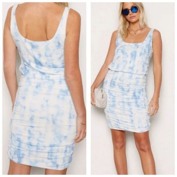 TART Collection Quin Tie-Dye Ruched Sleeveless Mini Dress - Picture 3 of 16